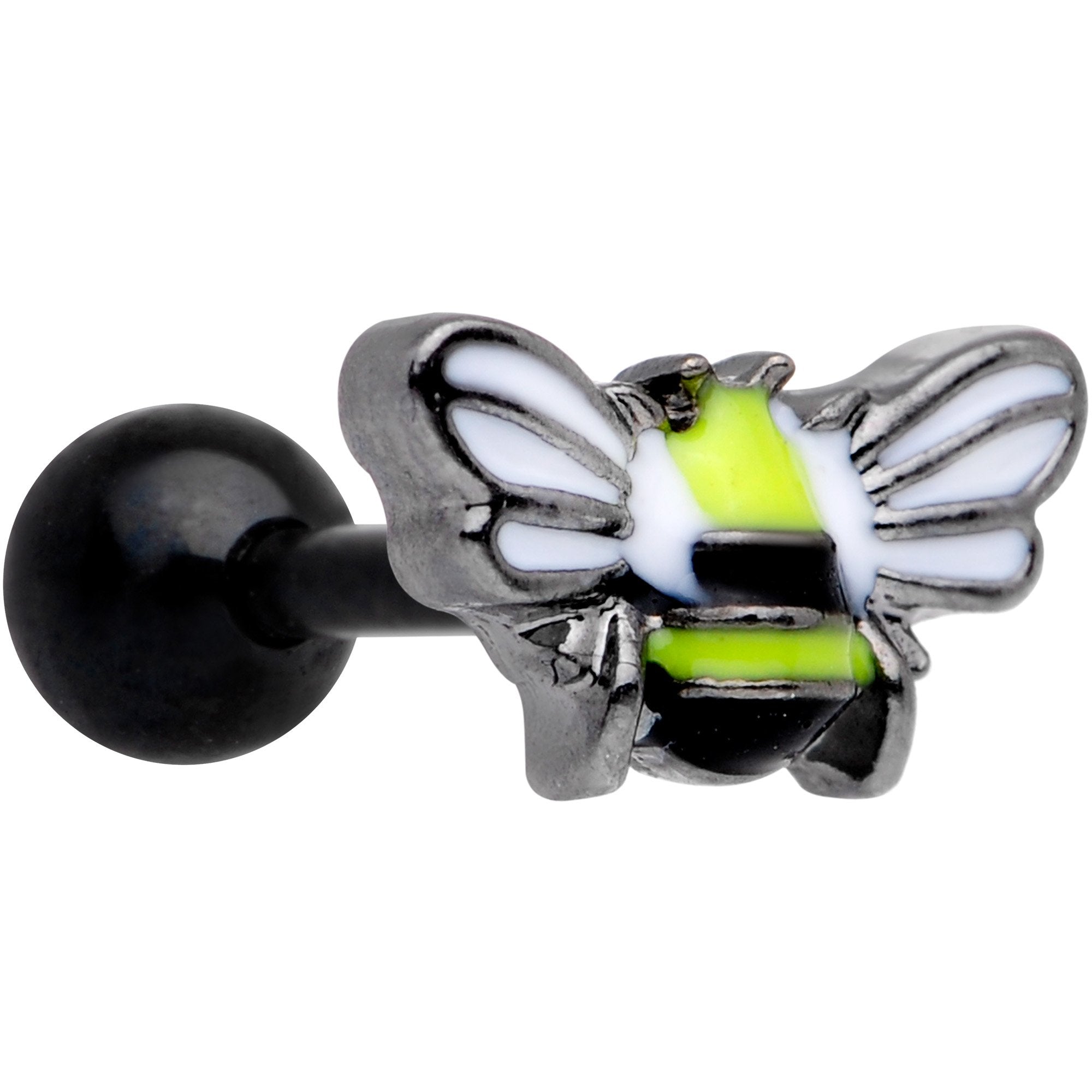 16G 1/4 Yellow Black Blissful Bumblebee Cartilage Tragus Earring