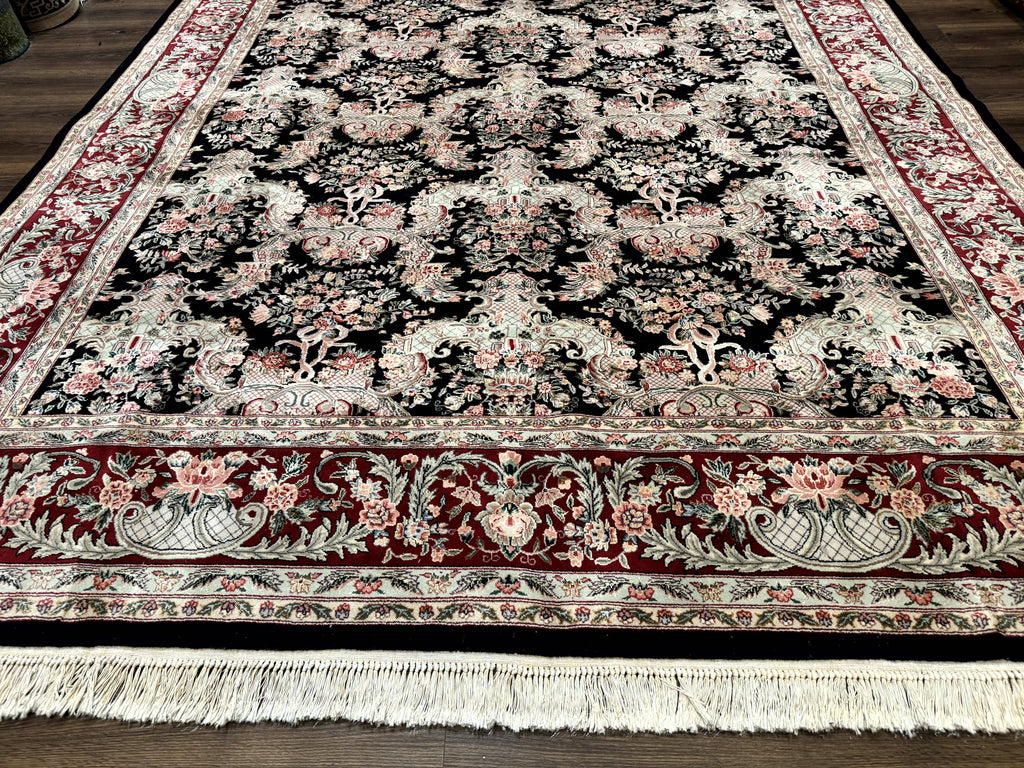 Sino Persian Rug 9x12, Black, Floral Bouquets
