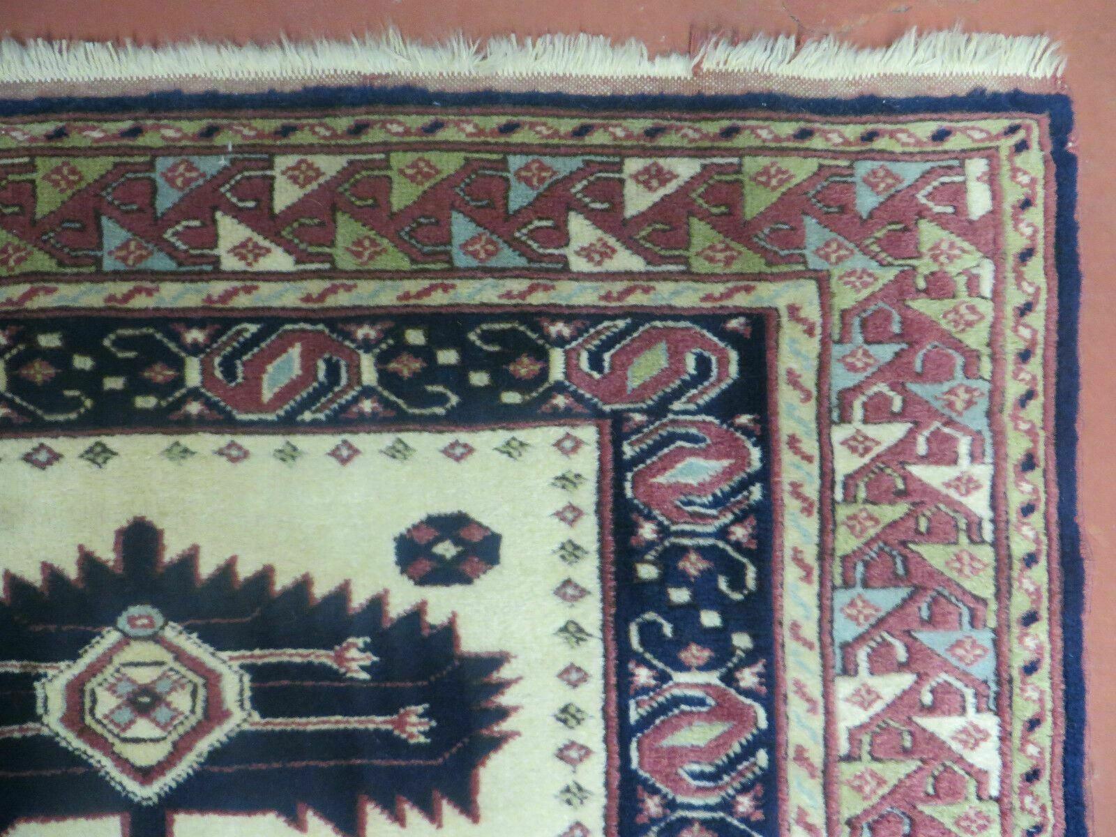 3' X 4' Vintage Handmade Turkish Geometric Oriental Wool Rug Nice