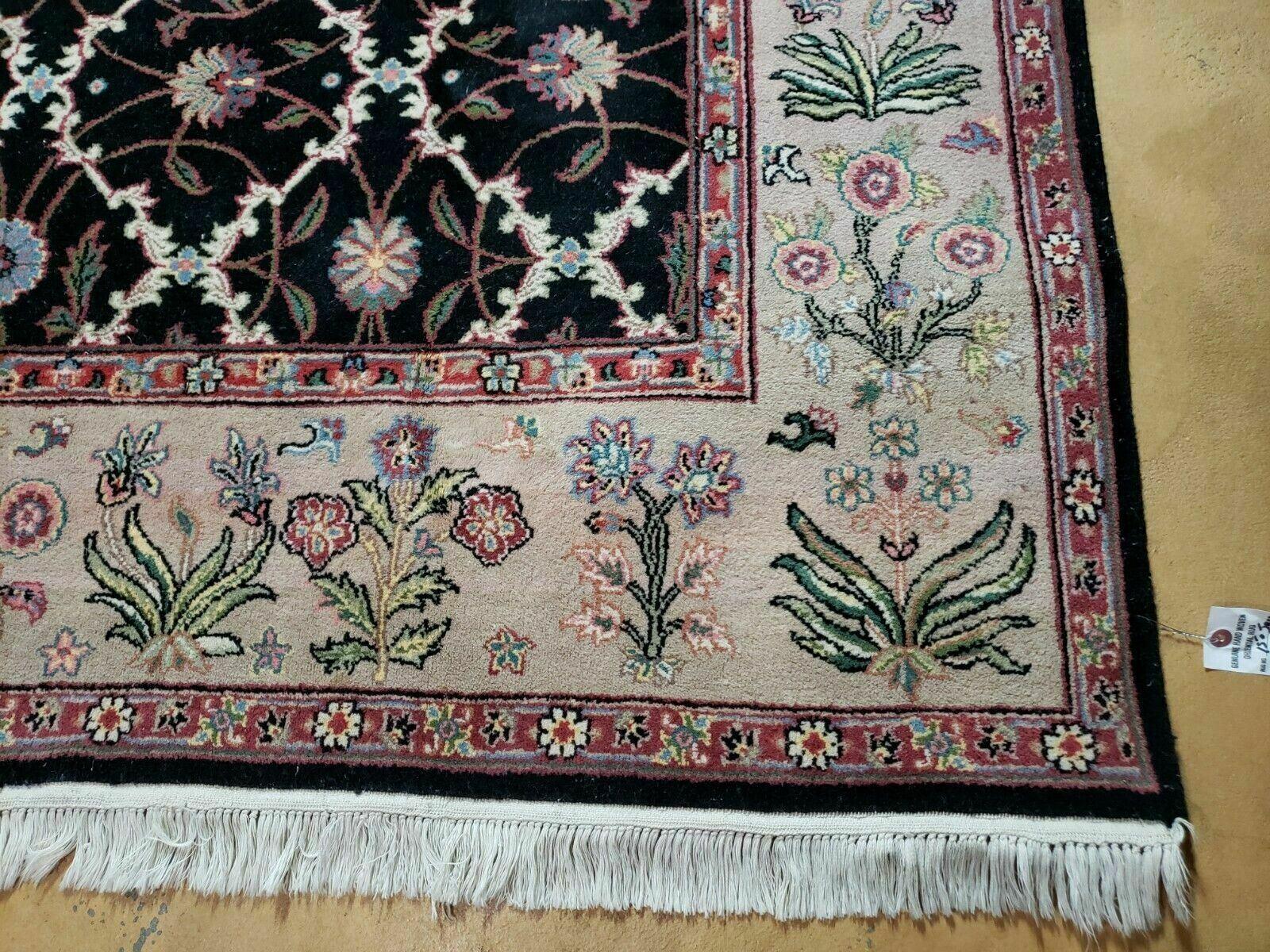 6' X 9' Handmade India Floral Oriental Wool Rug Carpet Hand Knotted Nice Black