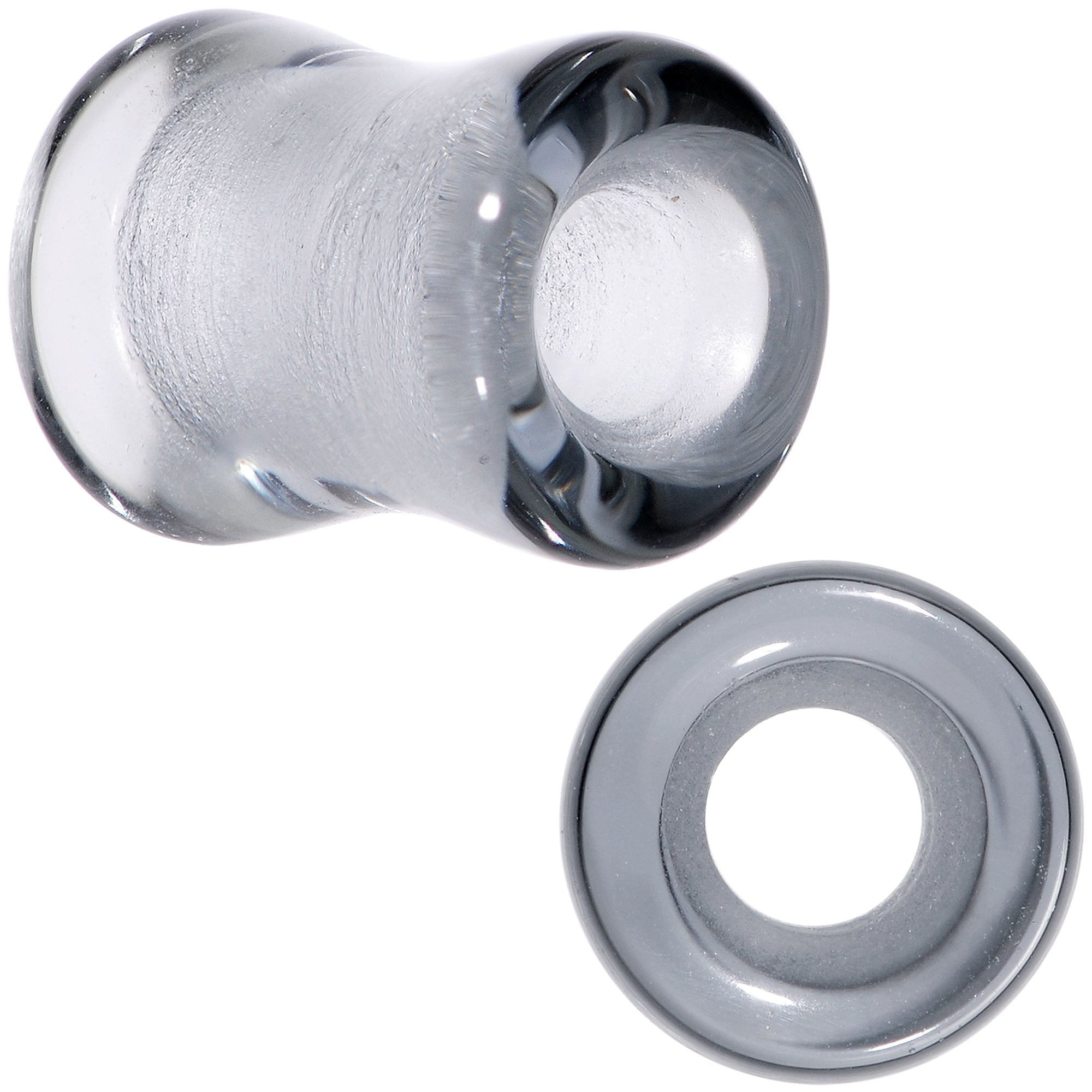 Translucent Black Glass Tunnel Plug Set 2G to 1 Inch