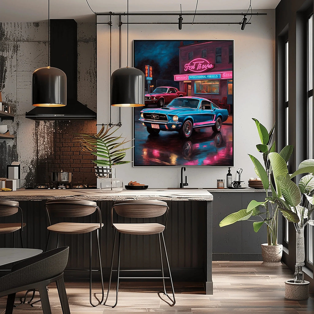 1967 Fastback Legends - Retro Neon Diner Edition | Poster - Canvas - Framed Canvas
