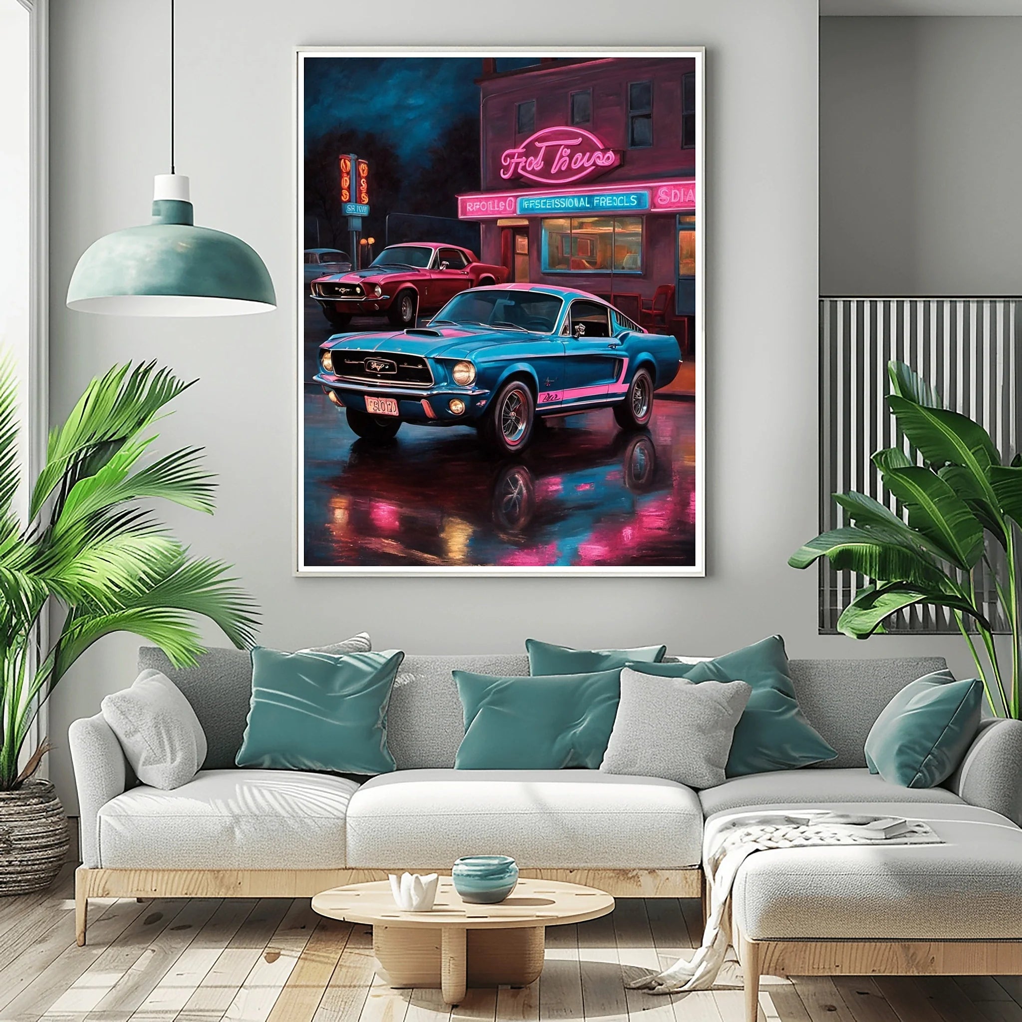 1967 Fastback Legends - Retro Neon Diner Edition | Poster - Canvas - Framed Canvas
