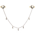 14G Clear Gem Gold Tone Moon Mermaid Nipple Shield Dangle Chain