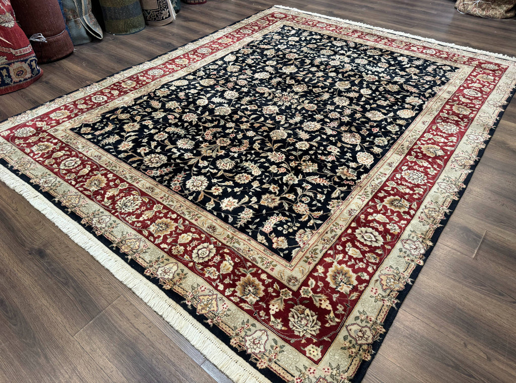 Sino Persian Rug 8x10, Black and Red, Floral Allover