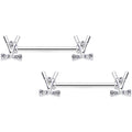 14G 9/16  Clear CZ Gem Crossed Golf Clubs Barbell Nipple Ring Set