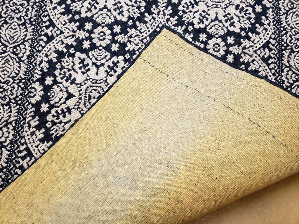 4x6 Power-Loomed Rug Dark Navy Blue & Ivory Oriental Carpet Nice