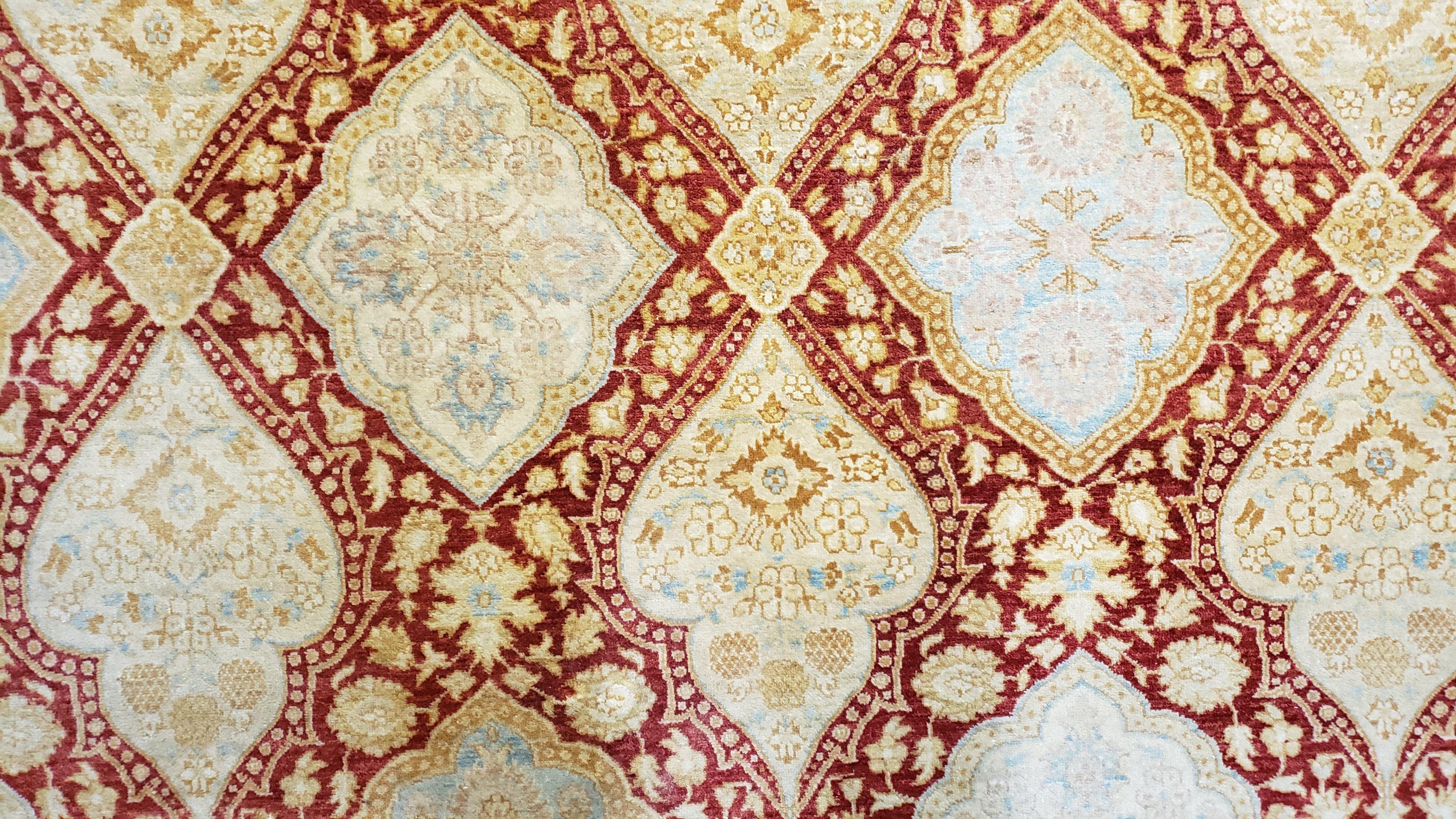 9x12 Peshawar Rug Pakistani Oriental Carpet Sky Blue and Red Wool Vintage Master Bedroom Rug Hand-Knotted Living Room Rug Dining Room Rug
