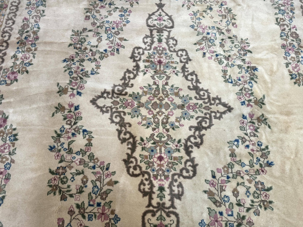 Indo Persian Rug 12x15, Palace Sized Carpet, Oversized Wool Handmade Rug, Kerman Rug, Semi Open Field, Pande Cameron Rug, Beige