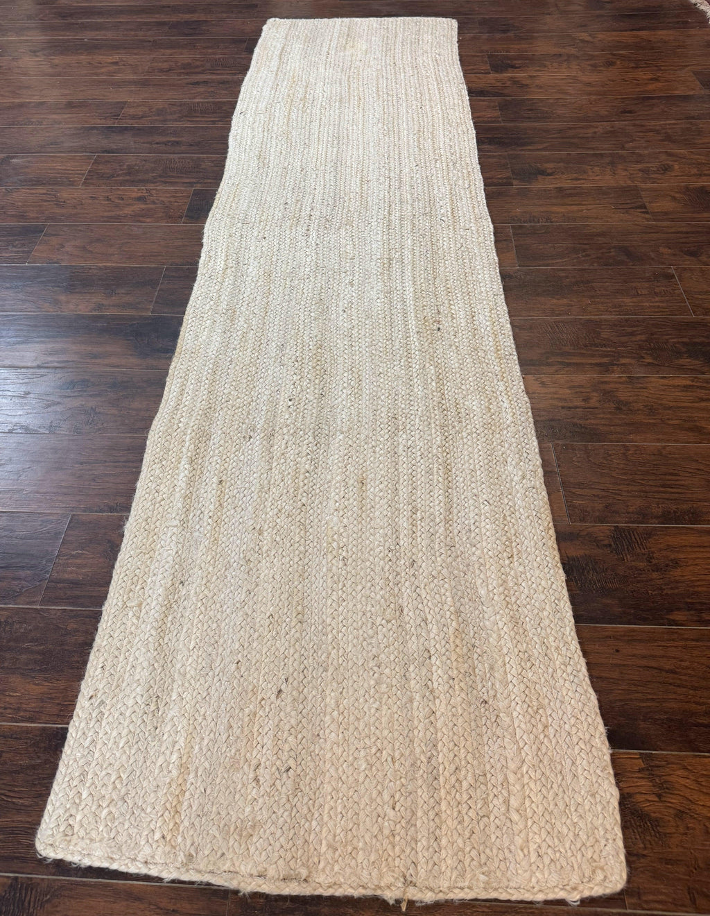 Modern Jute Runner Rug 2.7 x 10, Rug for Hallway or Kitchen, Farmhouse Rug