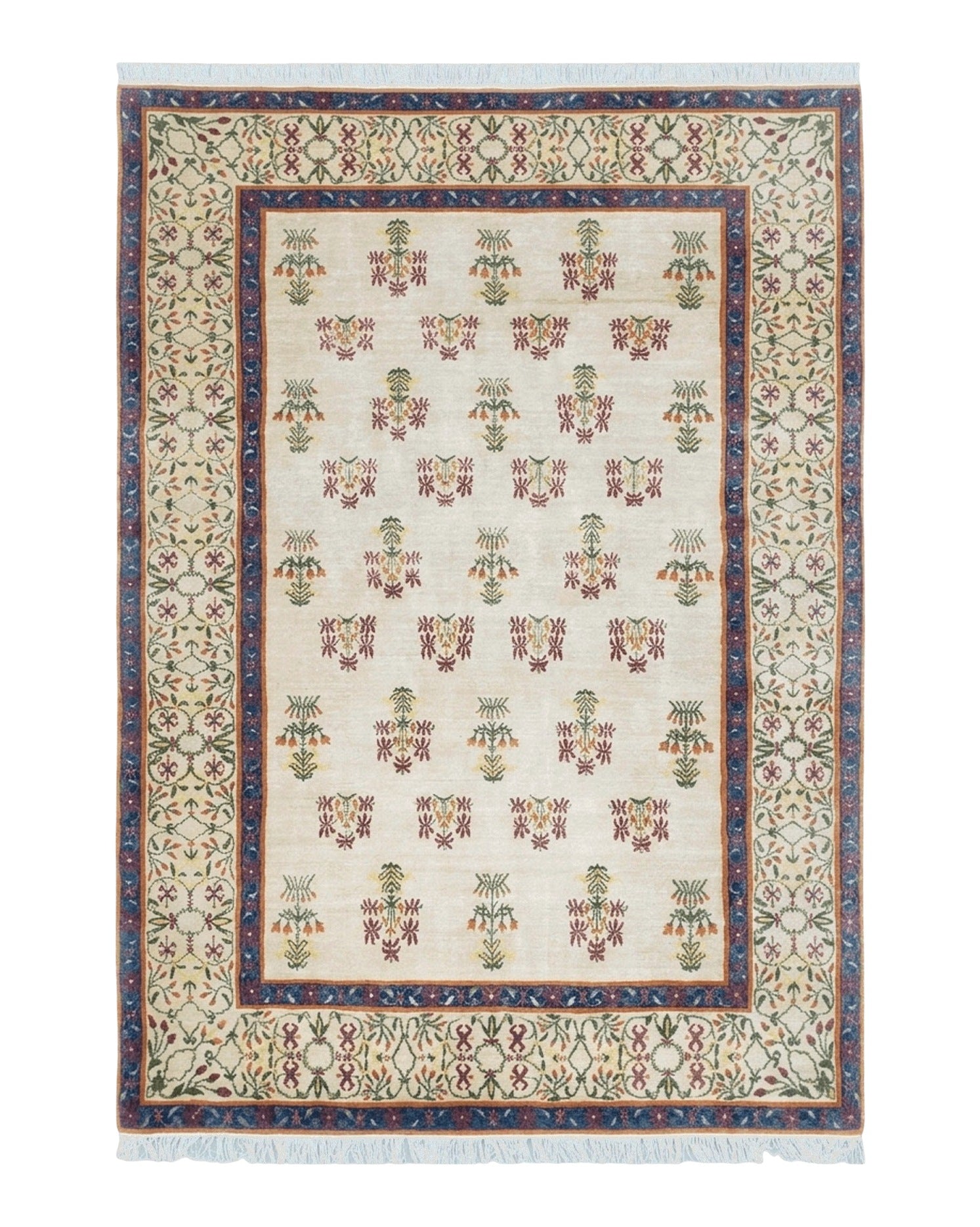Tufenkian Rug 5.9 x 8.6, Tibetan Nepalese Rug, Hand Knotted, Soft Shiny Wool, Repeated Motifs, Contemporary Modern, Area Rug 6x9, Vintage