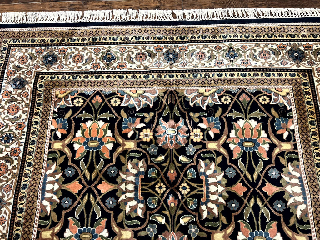 Indo Persian Bidjar Rug 6x10, Vintage Handmade Wool Carpet, Allover Pattern