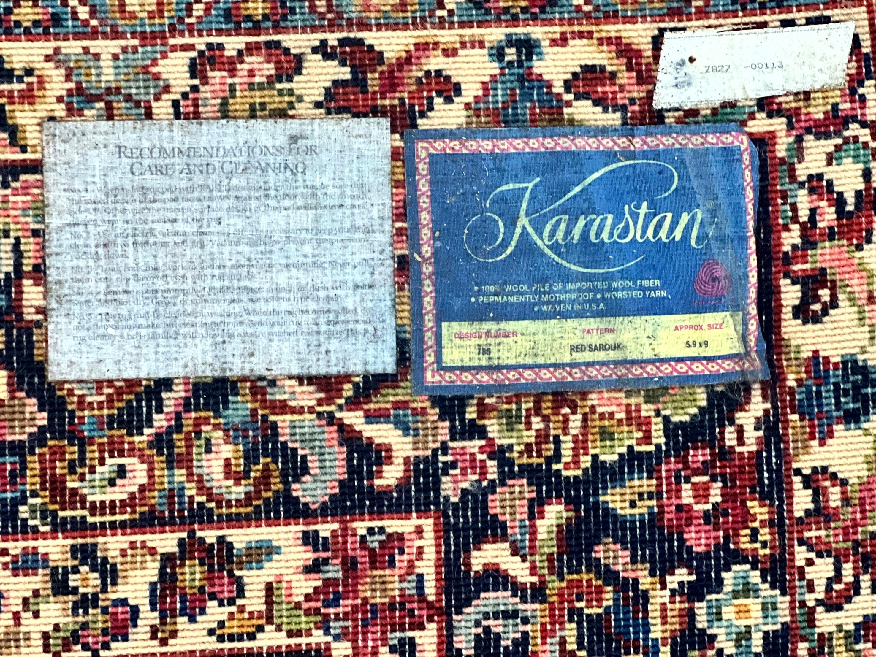 Karastan Rug 5.9 x 9 Red Sarouk Rug #785, Karastan Wool Rug, Karastan Carpet, Original 700 Series Vintage Karastan Oriental Rug Discontinued