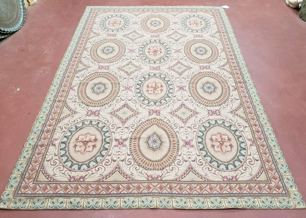 New Needlepoint Rug, 6x9 Needlepoint Carpet, Flatweave Rug, Vicotorian French European English Decor, Elegant Rug for Living Room, Handmade
