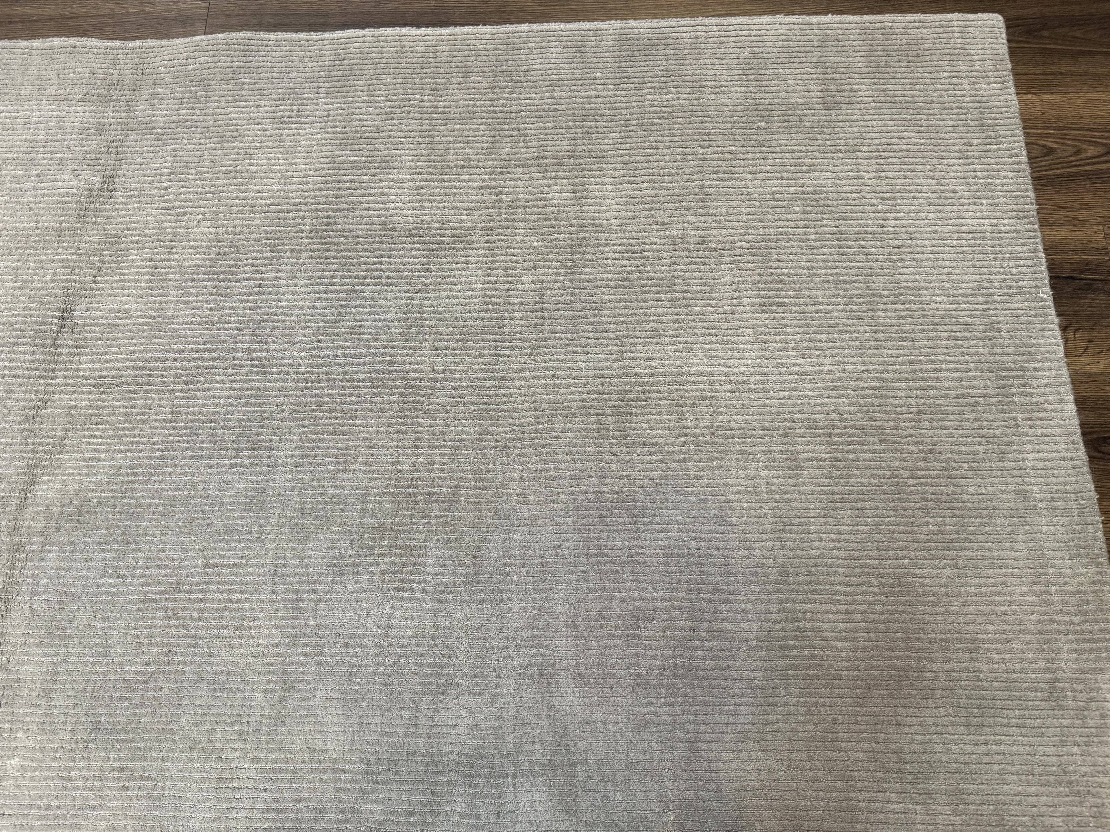 Tibetan Rug 8x10 Taupe Handmade Wool Modern Contemporary Carpet