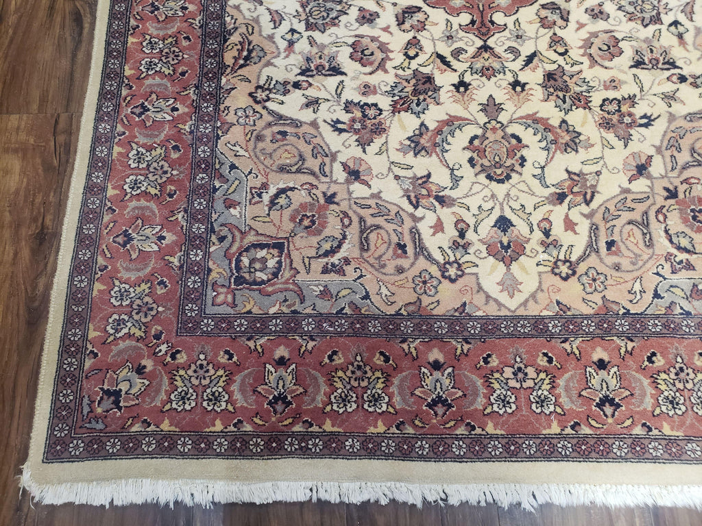 4x6 Handmade Top Quality Pakistani Floral Wool Rug Veg Dyes Carpet Beige Salmon