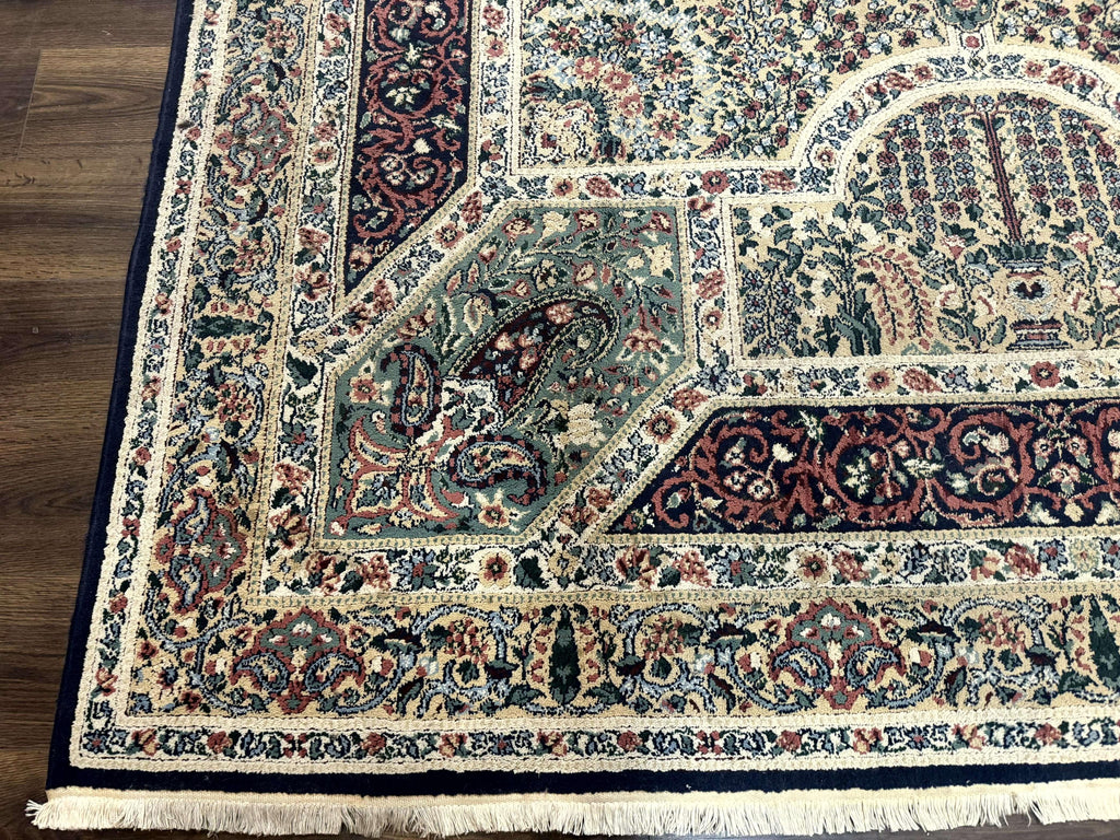 Persian Rug 8x11, Belgium Power Loomed Rug, Kirman Lavar Floral Design, Vintage Rug
