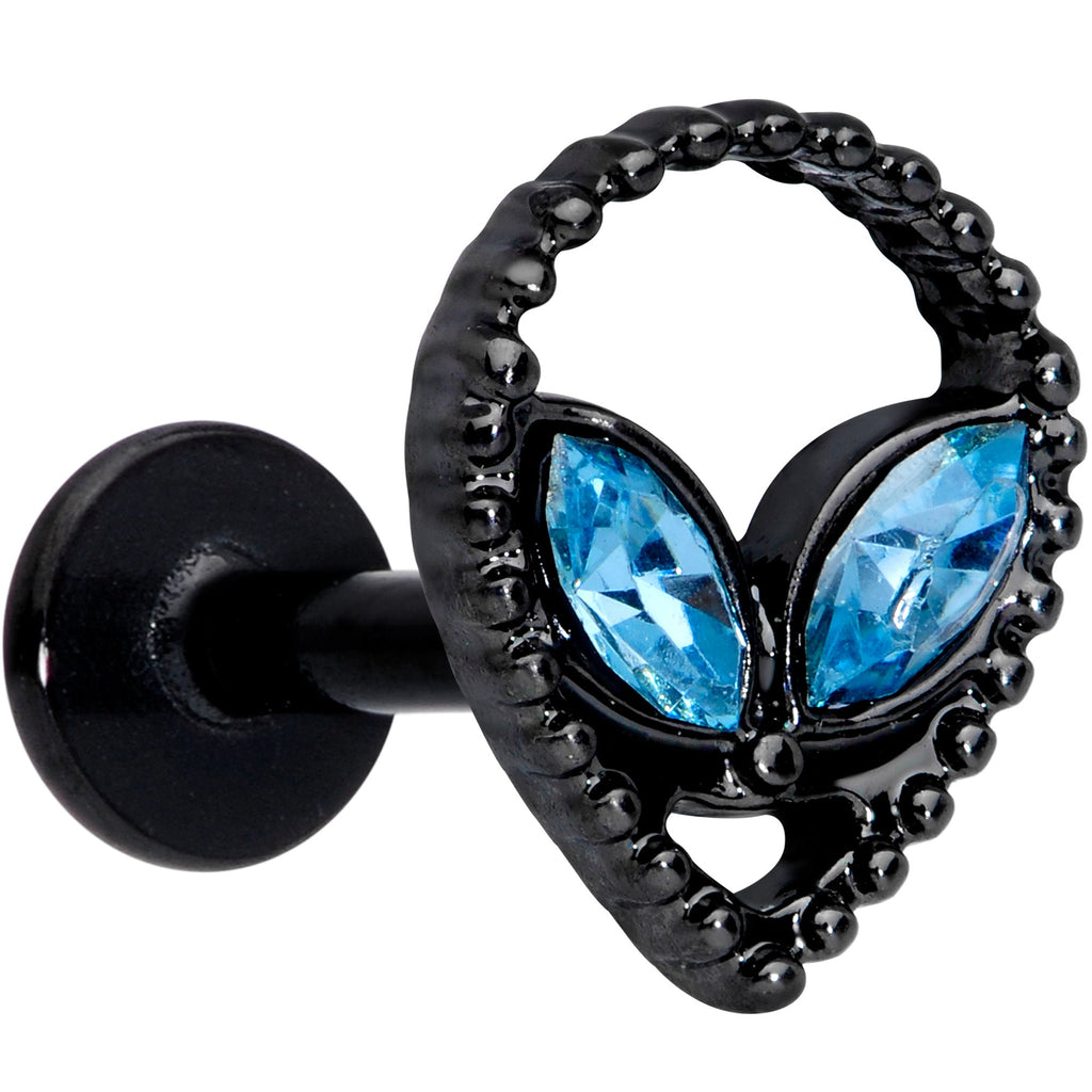 16G 5/16 Aqua Gem Black Alien Labret Monroe Tragus