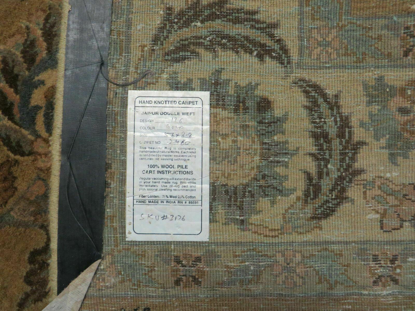 5' 6" X 9' Vintage Handmade Jaipur Indian Floral Oriental Wool Rug Veg Dyes