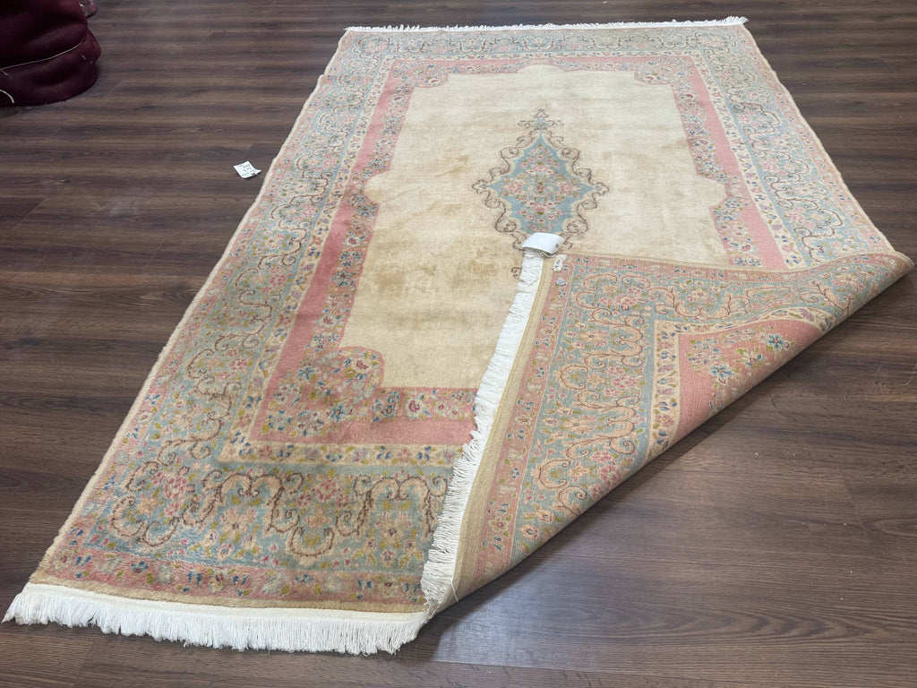 Persian Kerman Rug 6x9, Pastel Colors, Semi Open Field