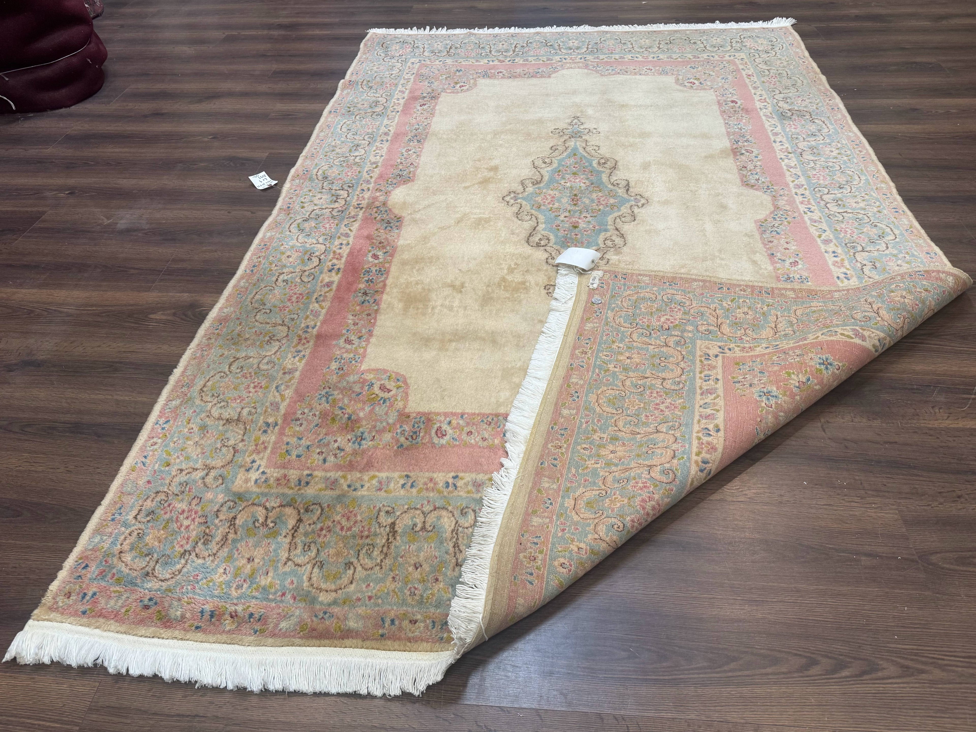 Persian Kerman Rug 6x9, Pastel Colors, Semi Open Field