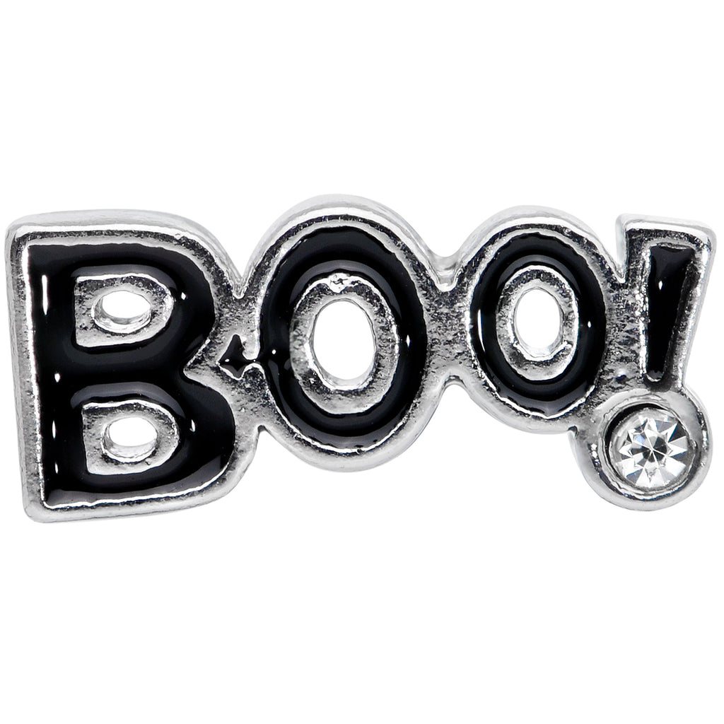 16G 5/16 Clear Gem Black Boo Halloween Labret Monroe Tragus