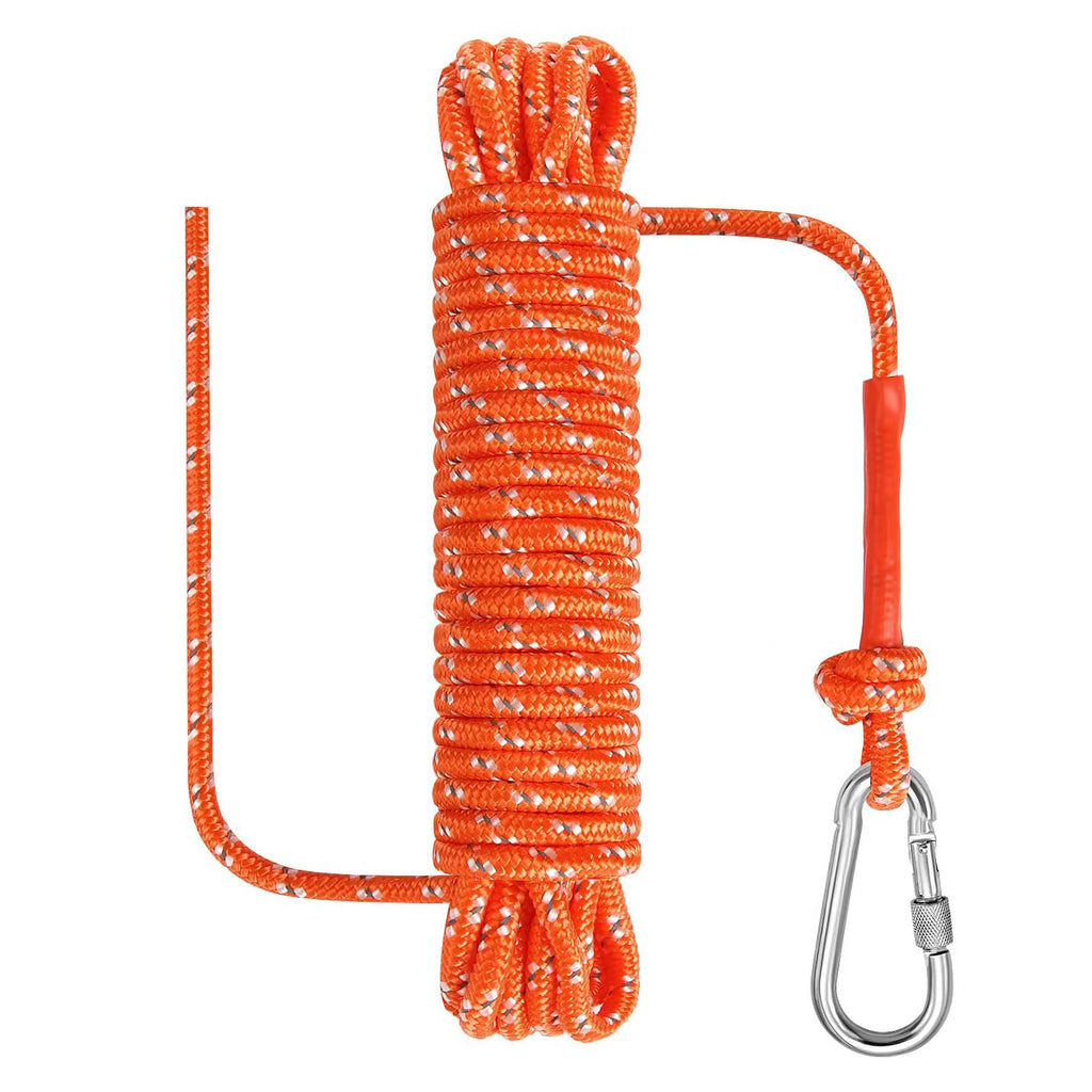 Dokumaru 8mm x 10m Outdoor Rope with Hook Orange Marine Camping Hiking
