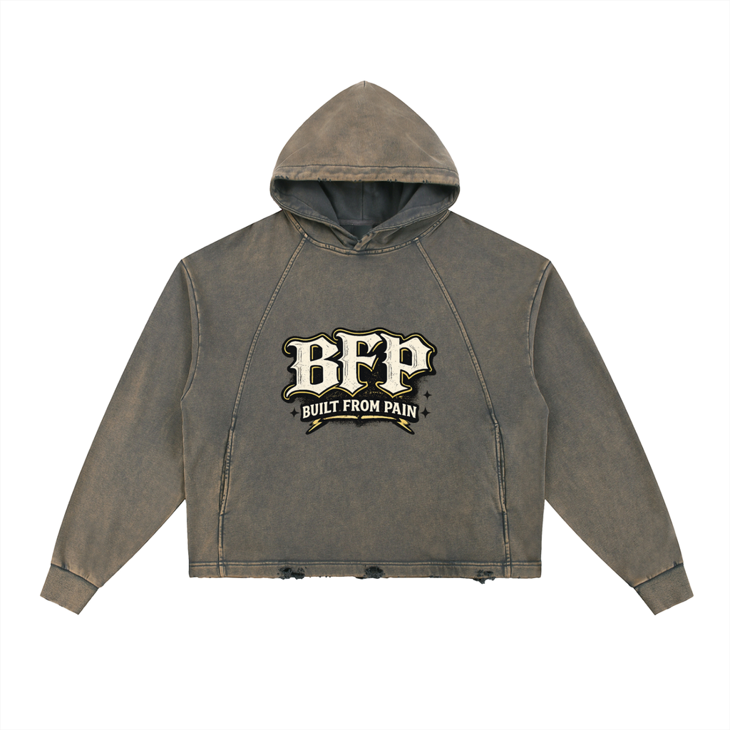 BFP Vintage Washed Frayed-Hem Hoodie