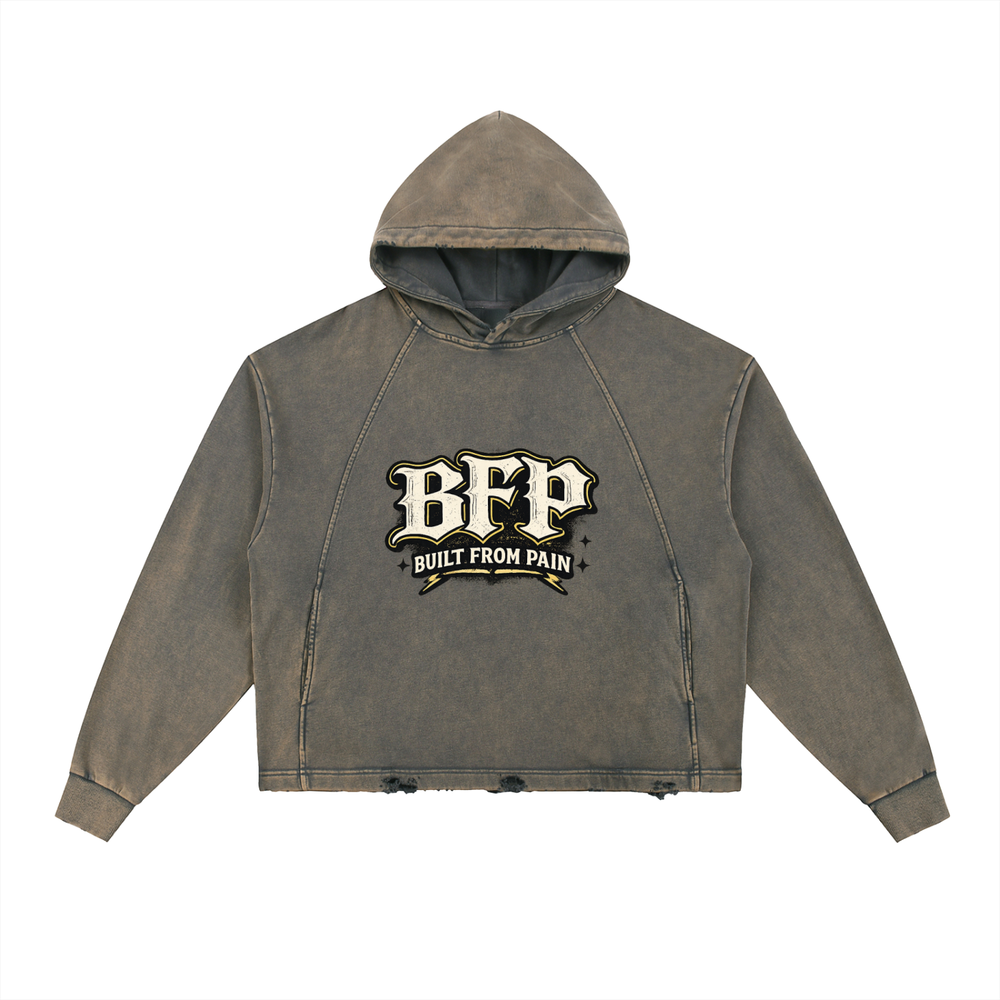 BFP Vintage Washed Frayed-Hem Hoodie