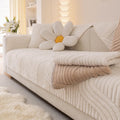 Aucrovee Plush Non Slip Sofa Cover 3 Cushion 36x63 White 1 PCS