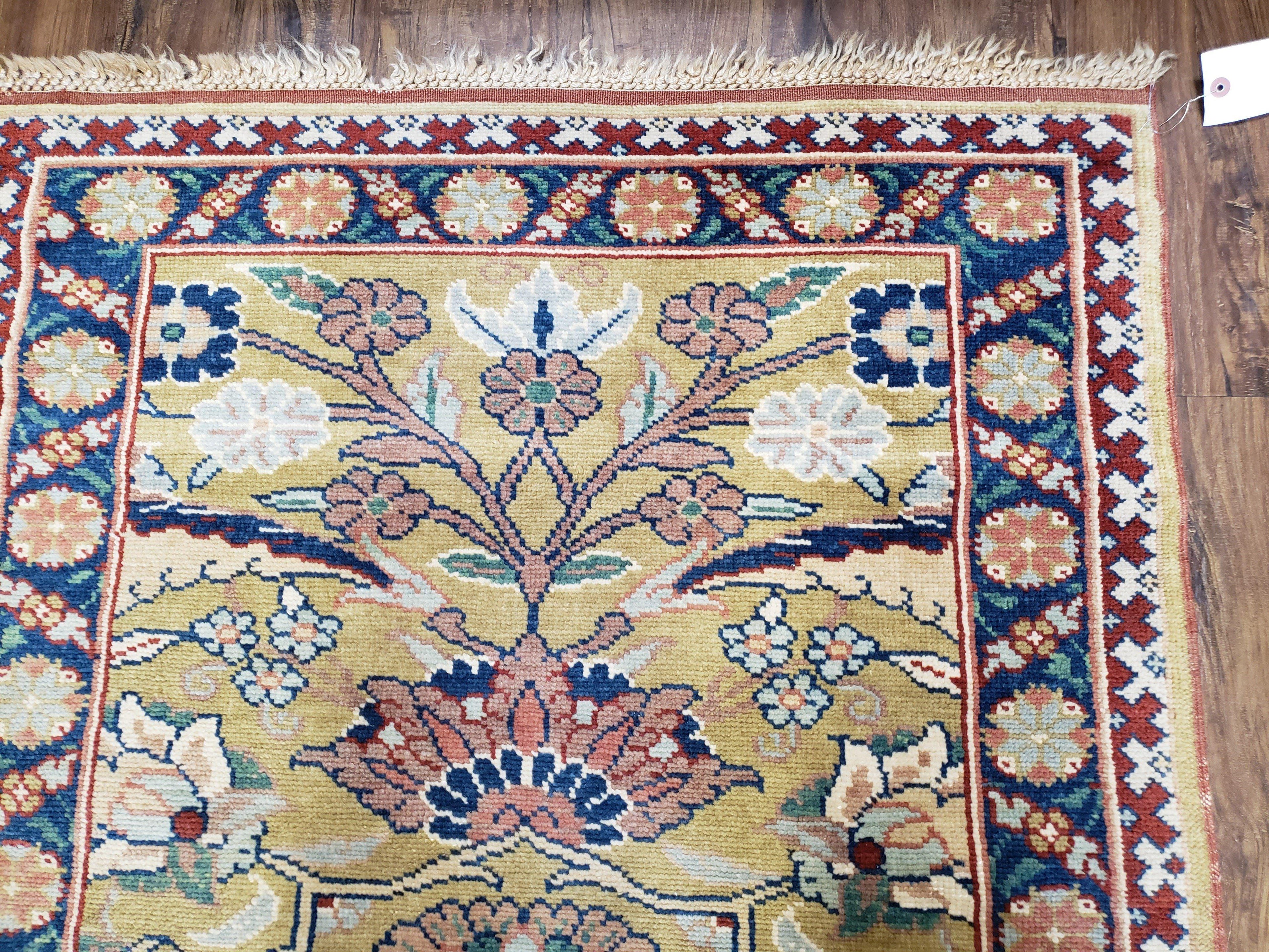 Hallway Runner Rug, Kitchen Runner, Sultanabad Hand Knotted Rug, Farmhouse Rug, 1950s Rug, Mahal Rug, Turkish Rug, Long Runner, Yellow