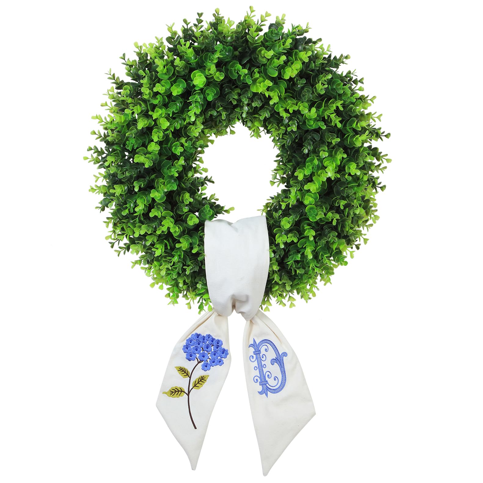 Personalized Boxwood Wreath 20" Front Door Farmhouse Porch Decor Monogram