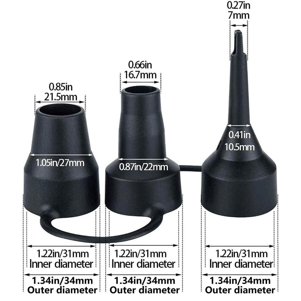 ZROSIN 5Pcs Black Electric Air Pump Replacement Nozzles 3 Sizes Plastic
