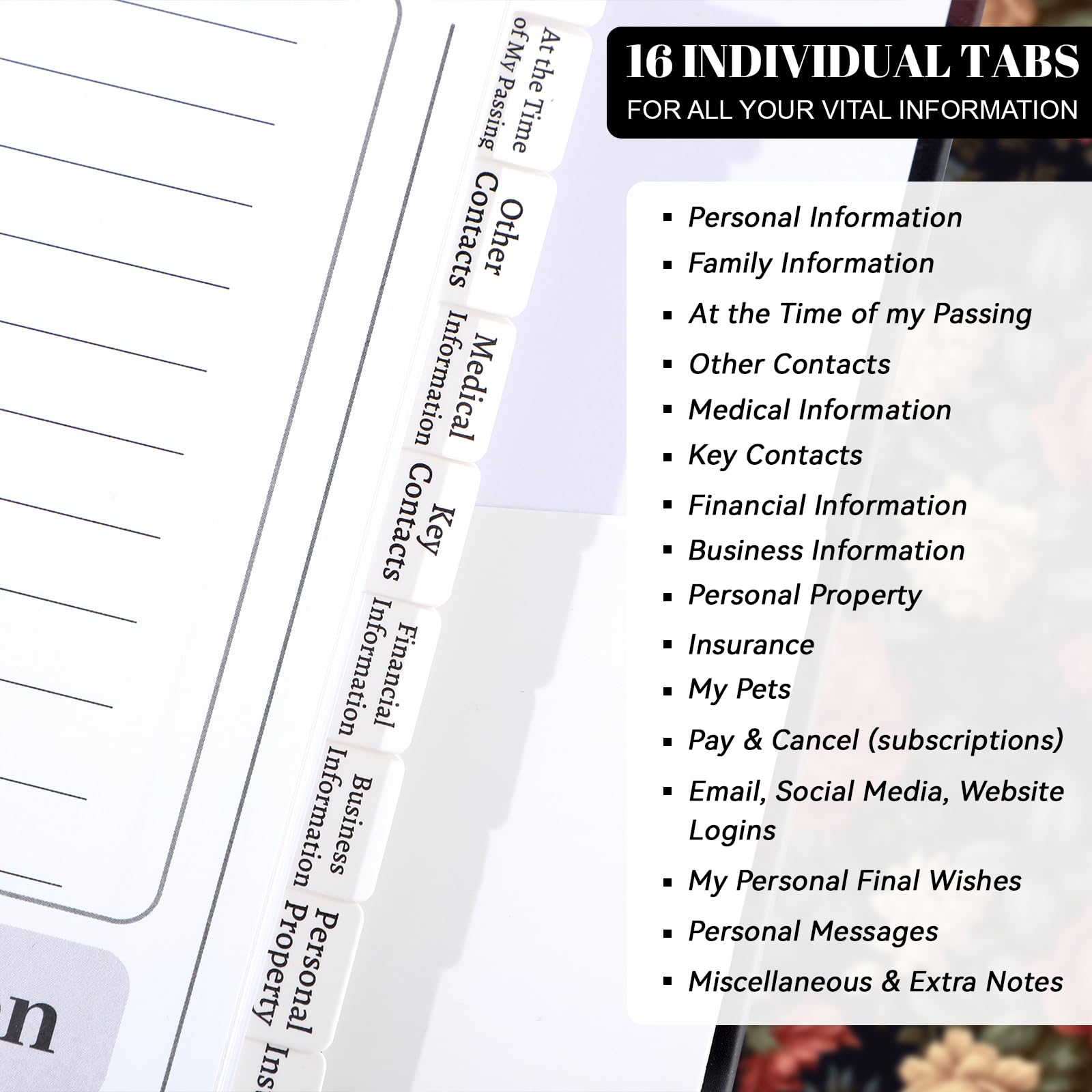 gisgfim I'm Dead Now What End of Life Planner Organizer Binder 8.5x11 Flower