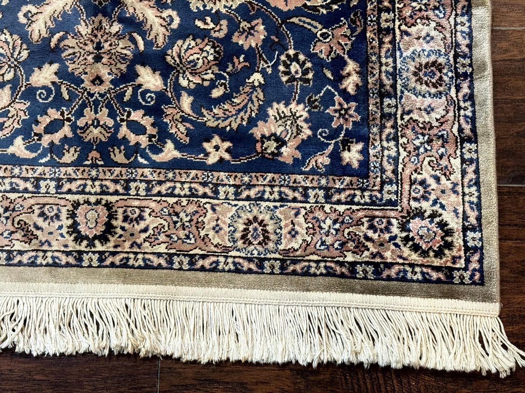Vintage Art Silk Rug 3x4, Traditional Oriental Persian Design Rug, Belgium Power Loomed Rug, Navy Blue