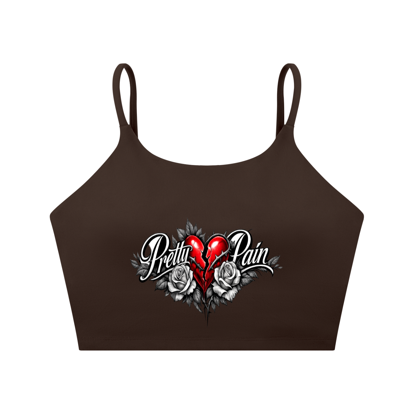 PRETTY PAIN Spaghetti Strap Yoga Sports Bra