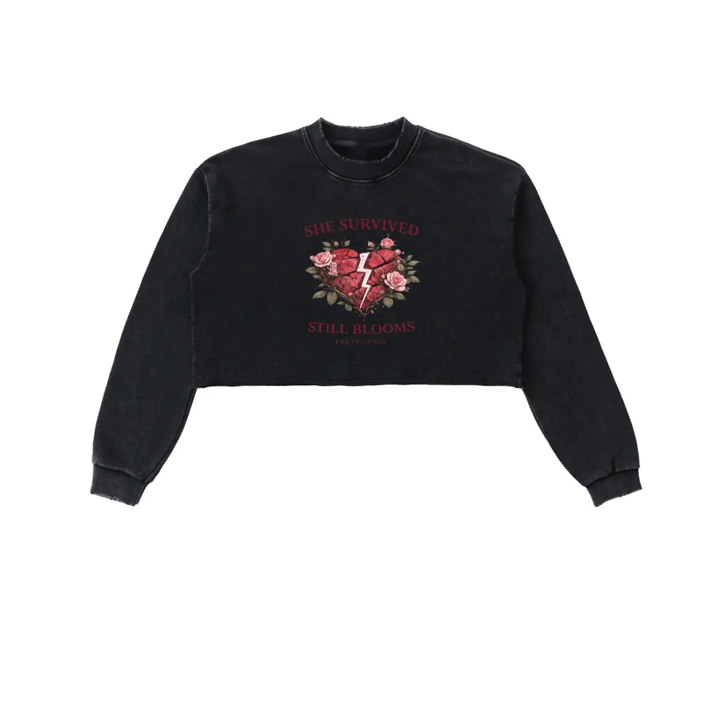 “She Survived Still Blooms” Cropped Sweatshirt