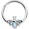16G 3/8 White Synthetic Opal Insect Hinged Segment Ring