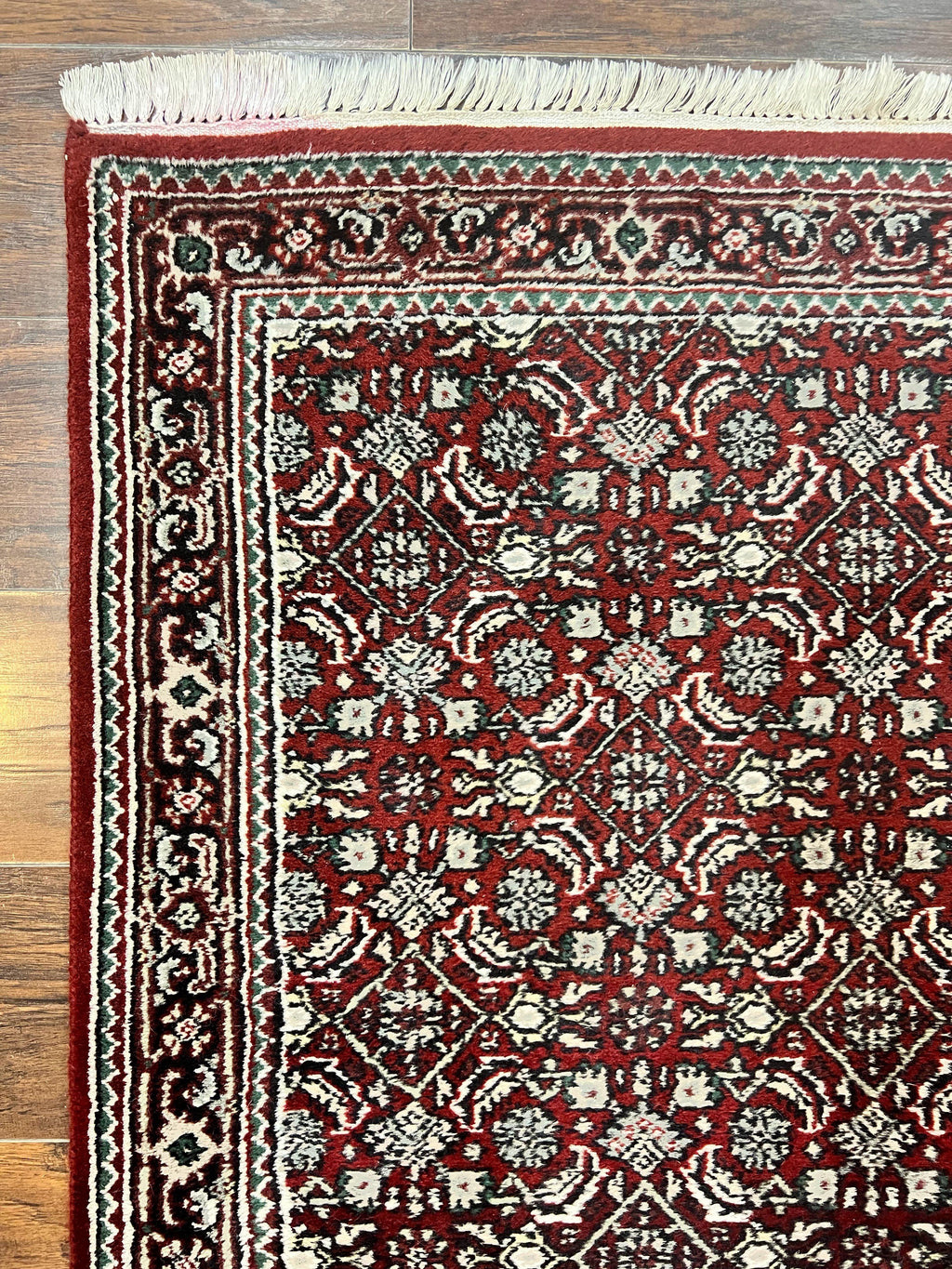 Indo Persian Runner Rug 2.7 x 8, Wool Hand Knotted Vintage Carpet, Red Black, Herati Allover Pattern, Oriental Runner, Rug for Hallway