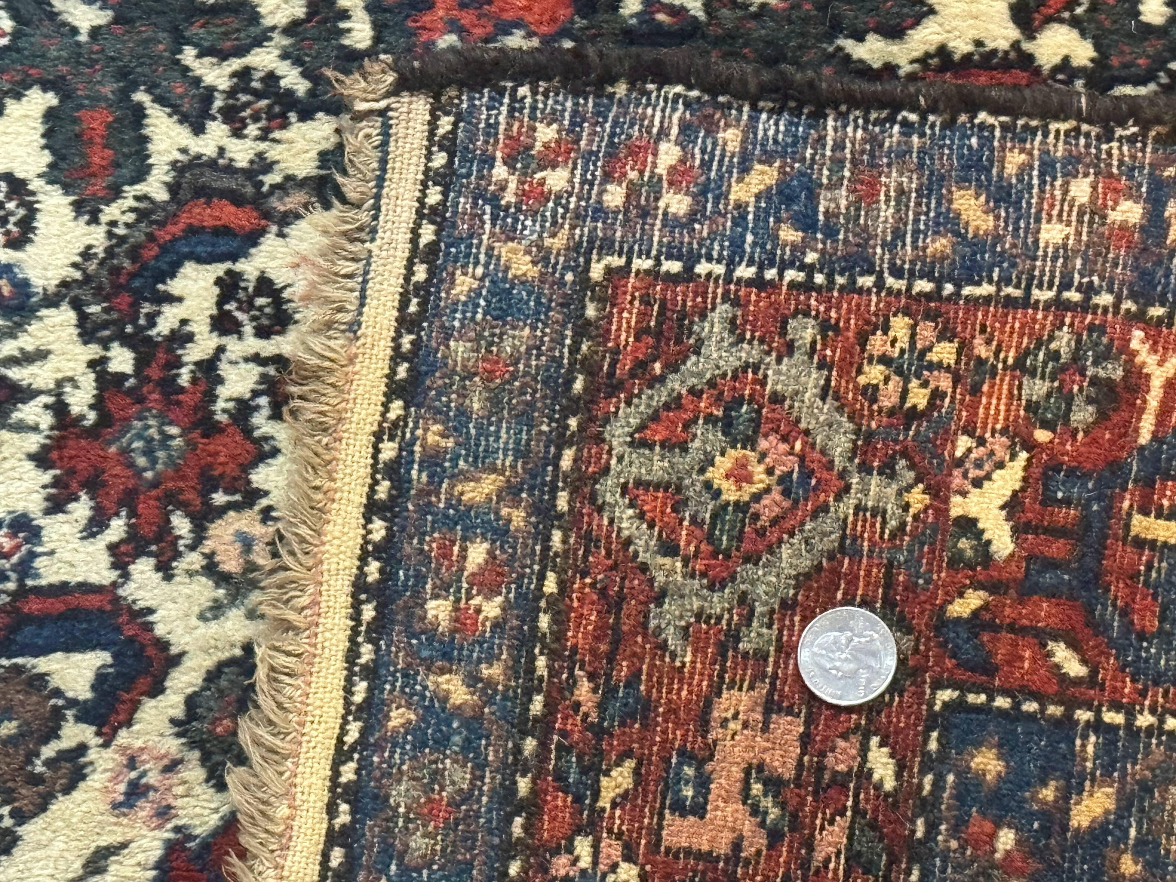 Persian Tribal Rug 3x5, Antique Persian Carpet, Floral Roses, Handmade, Persian Zanjan Rug