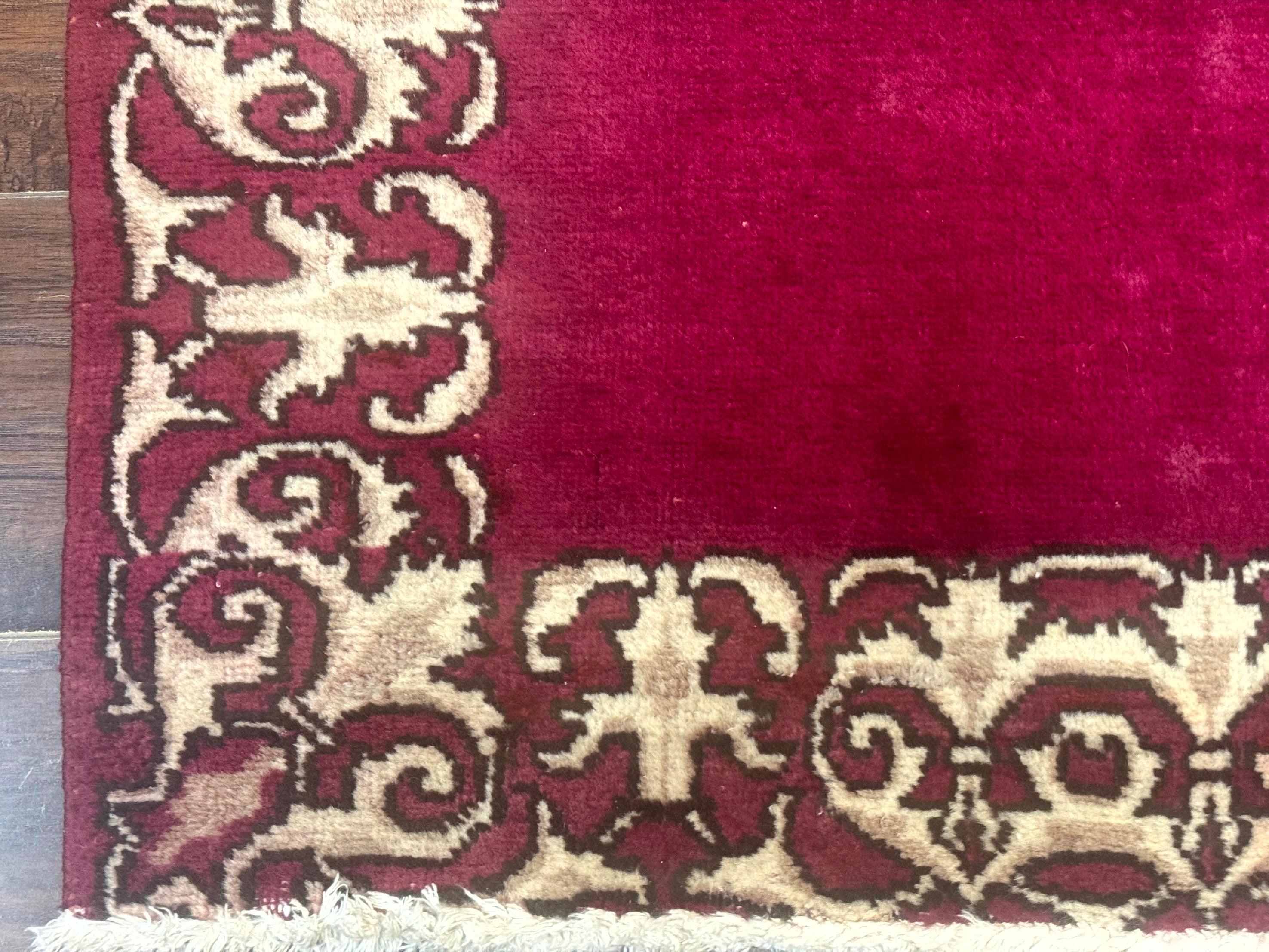 Red Persian Kerman Runner Rug 3x16