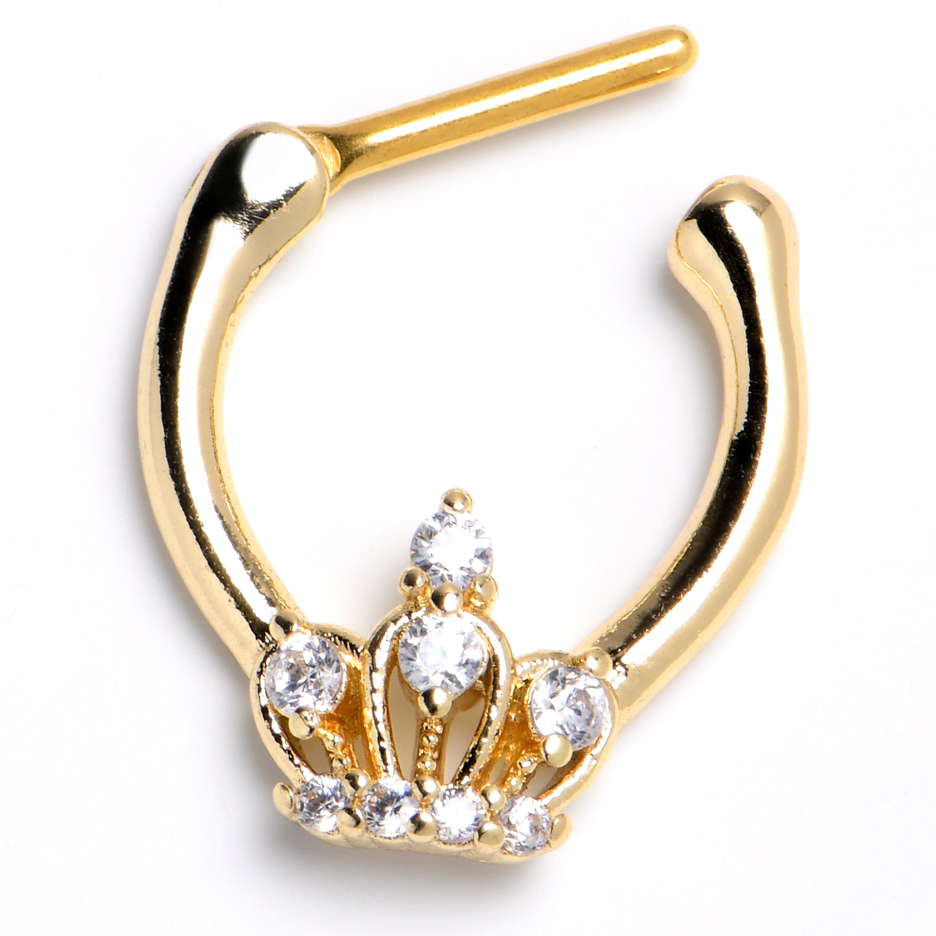 16G 5/16 Clear Gem Gold Tone Epic Crown Cartilage Clicker