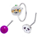 20G Mummy Pumpkin Skull Halloween Nose Hoop Bone Set of 3