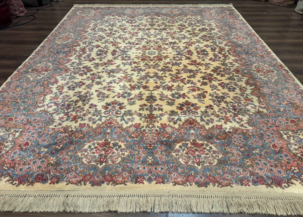 8.8 x 10.6 Karastan Kirman Rug #788, Wool Vintage Discontinued Floral Carpet