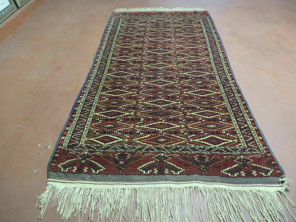 4' X 8' Antique Handmade Russian Bokhara Turkoman Yamud Wool Rug Carpet Nice