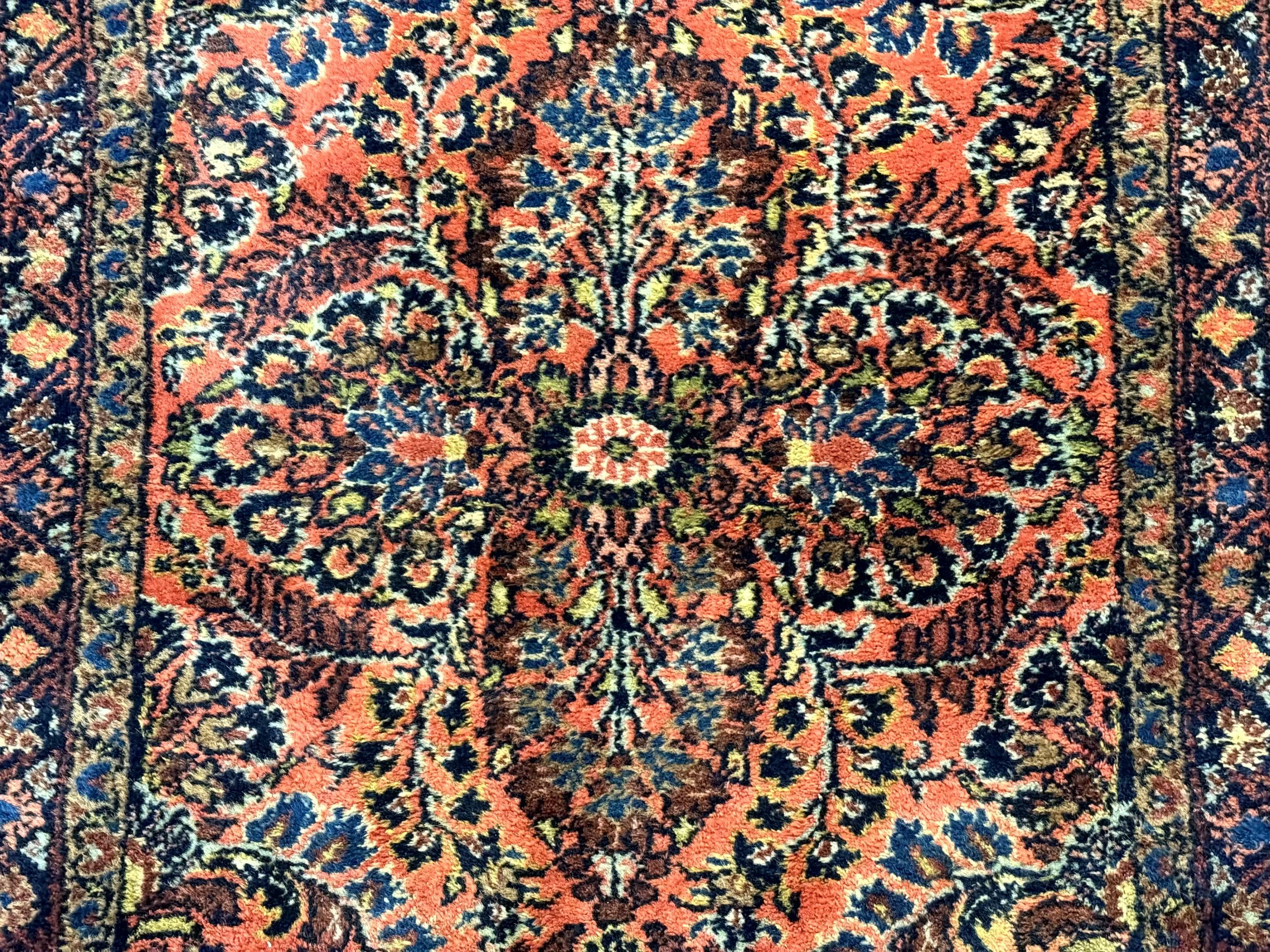 Antique Persian Lilihan Rug 2x4, Red, Floral, Wool, Handmade Lilian Persian Carpet