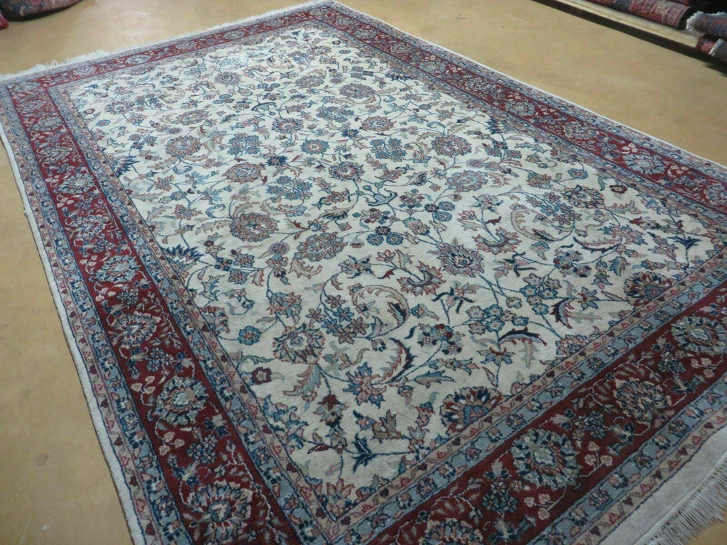 6' X 9' Vintage Handmade Fine Chinese Floral Oriental Wool Rug Carpet Beige