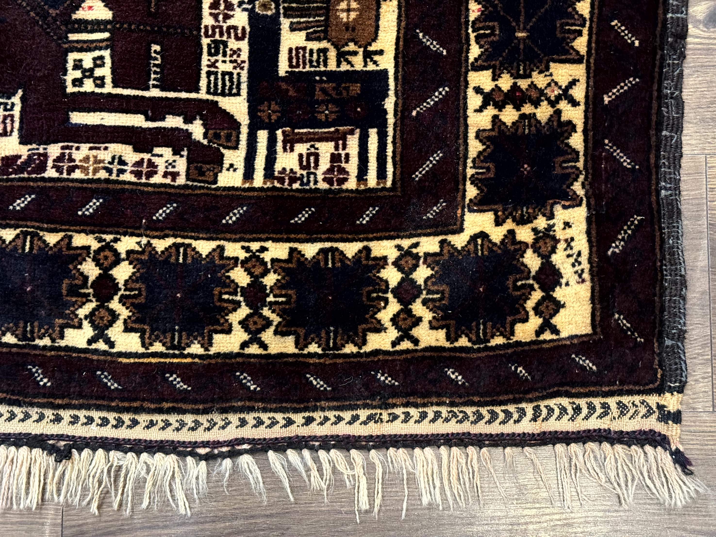 Persian Baluch Tribal Rug 4x6, Human and Bird Pictorials, Vintage, Wool, Collectible