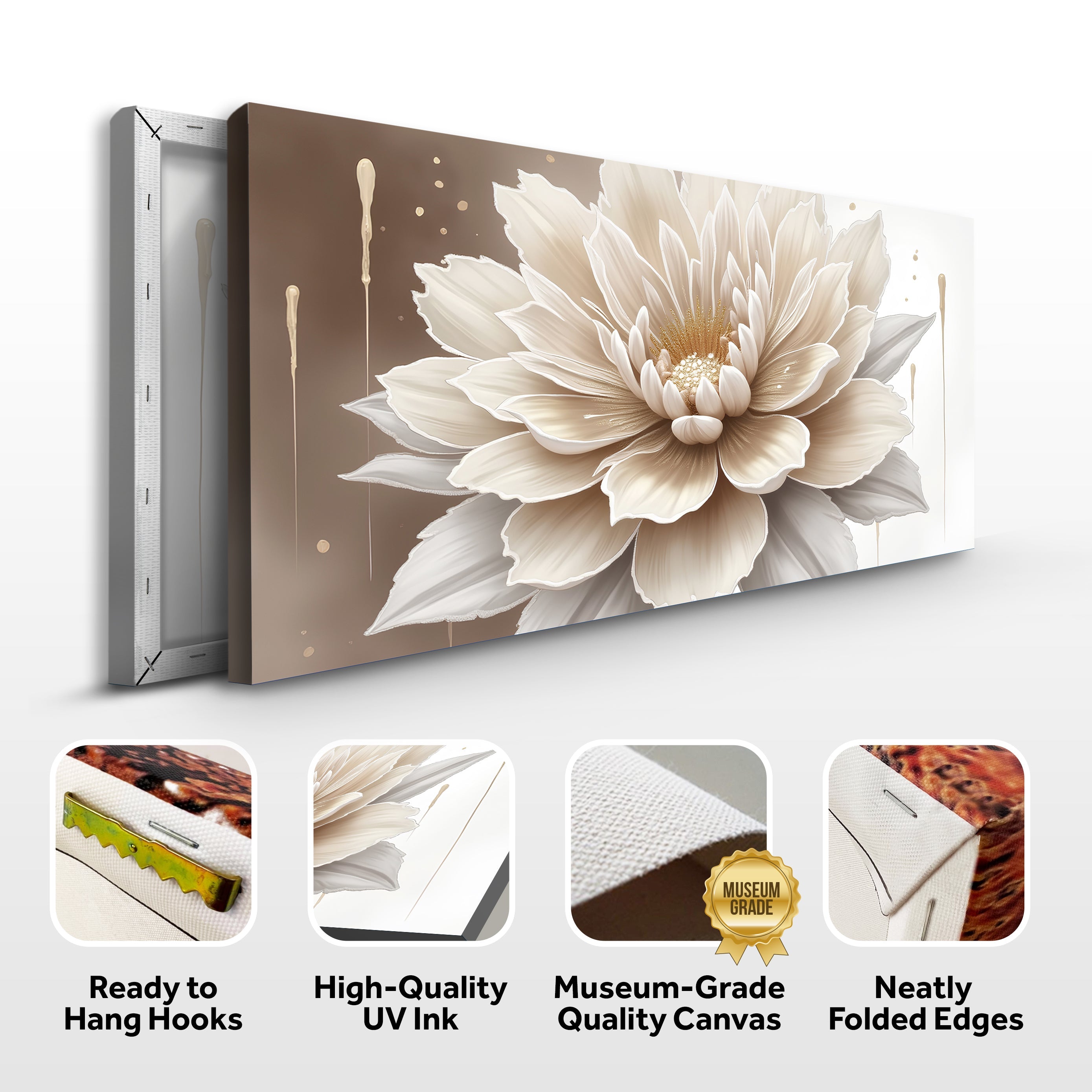 Single Beige Flower Abstract Wall Art