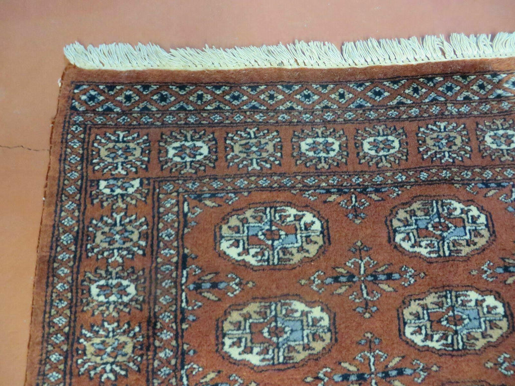 3' X 4' Vintage Handmade Pakistan Turkoman Bokhara Fine Woven Wool Rug